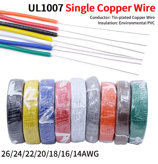 Single Core Tinned Copper Wire PVC Insulated Solid Electric Cable 14tto 26 AWG 5M 20M red 5m 16awg