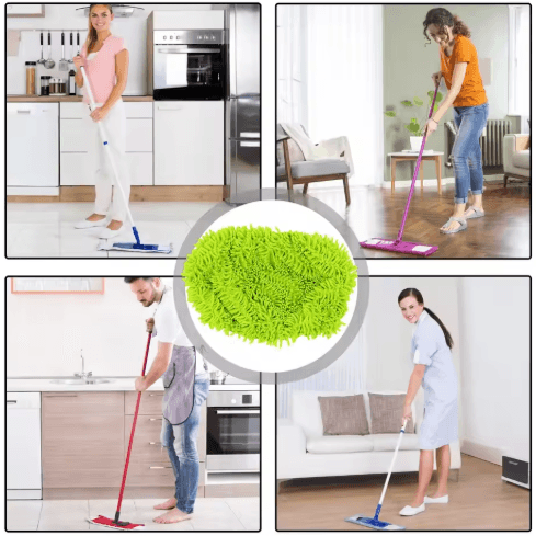 Reusable Microfiber Mop Cloth Pad For Swiffer Flat Mop Bathroom & Household Cleaning Refill (25by11.5 Cm) blue (chenille)