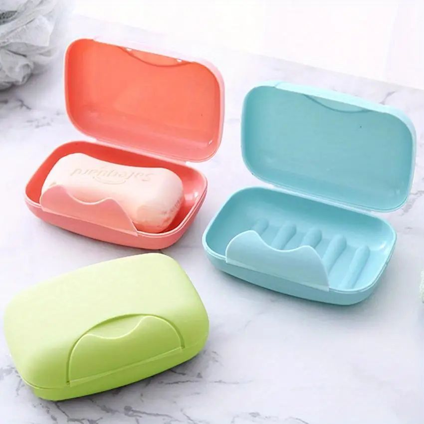 Portable Soap Box With Lid 2 Piece Travel Soap Dish Containers For Bathroom & Baby Use Portable Soap Box With Lid 2 Piece Travel Soap Dish Containers For Bathroom & Baby Use
