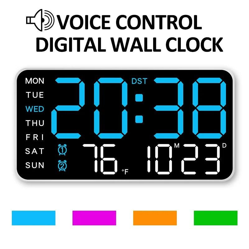 Large Digital LED Wall & Table Clock black green