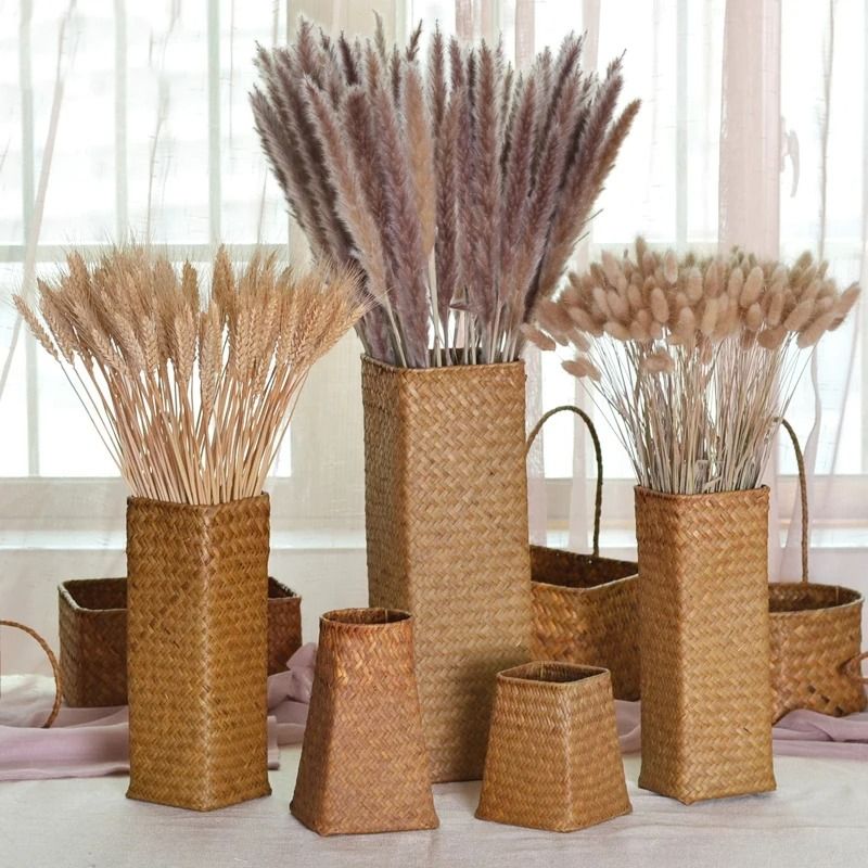 Natural Woven Rattan Vase For Dried Flowers Home Decor 07