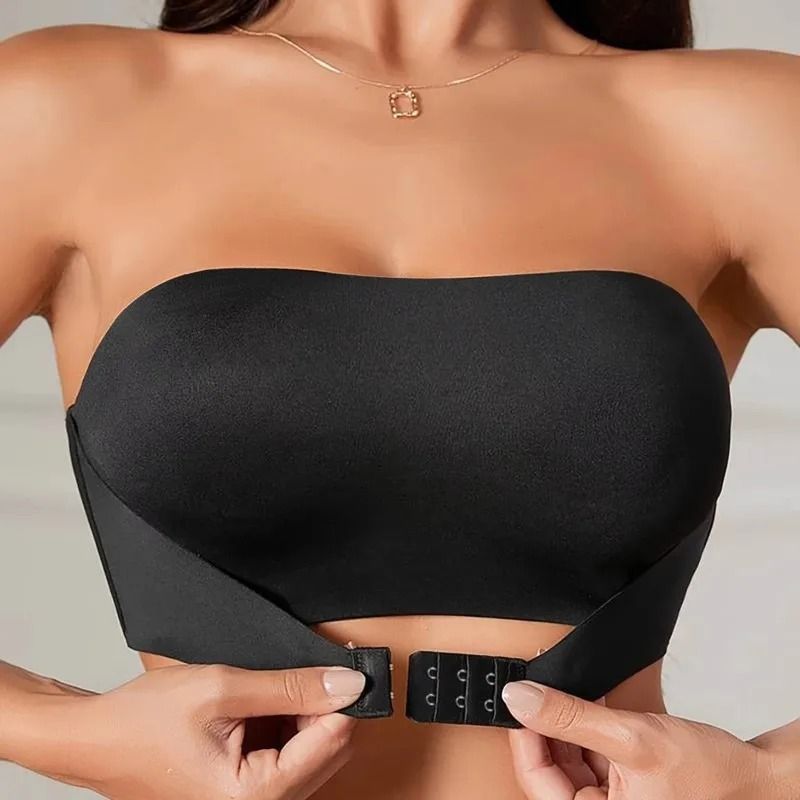 Seamless No Padding Strapless Push Up Bra black m