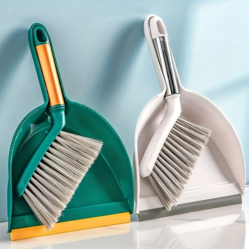 Durable Plastic Shovel Brushes, Compact Broom Set, Perfect For Household, Easy To Store white