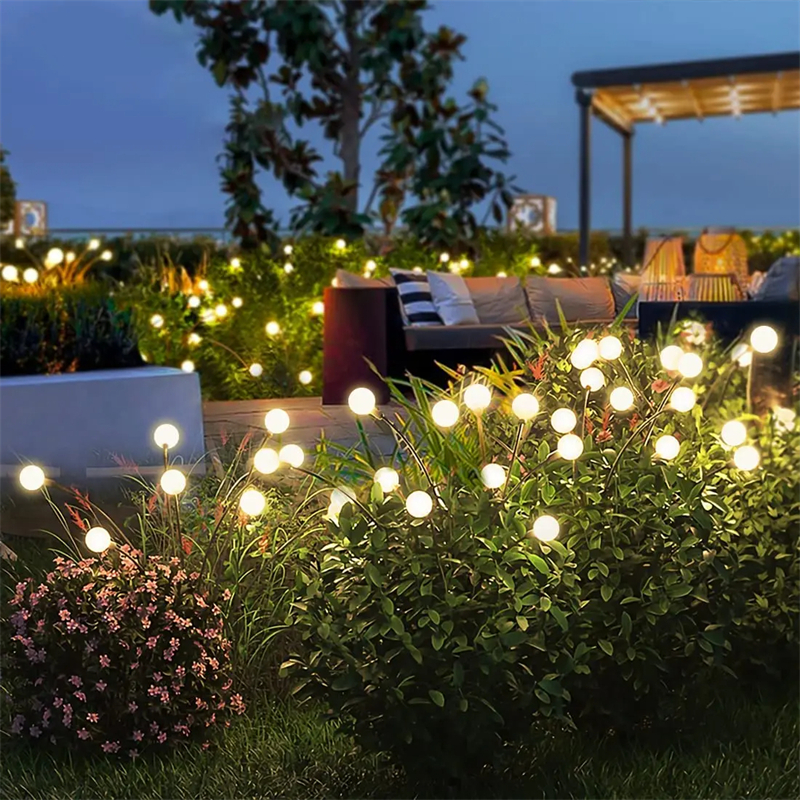 LED Solar Garden Lights Powered, Fire Fly Lights, Outdoor Garden Decoration, Landscape Lights, Fire Work Lawn Lamps 10leds