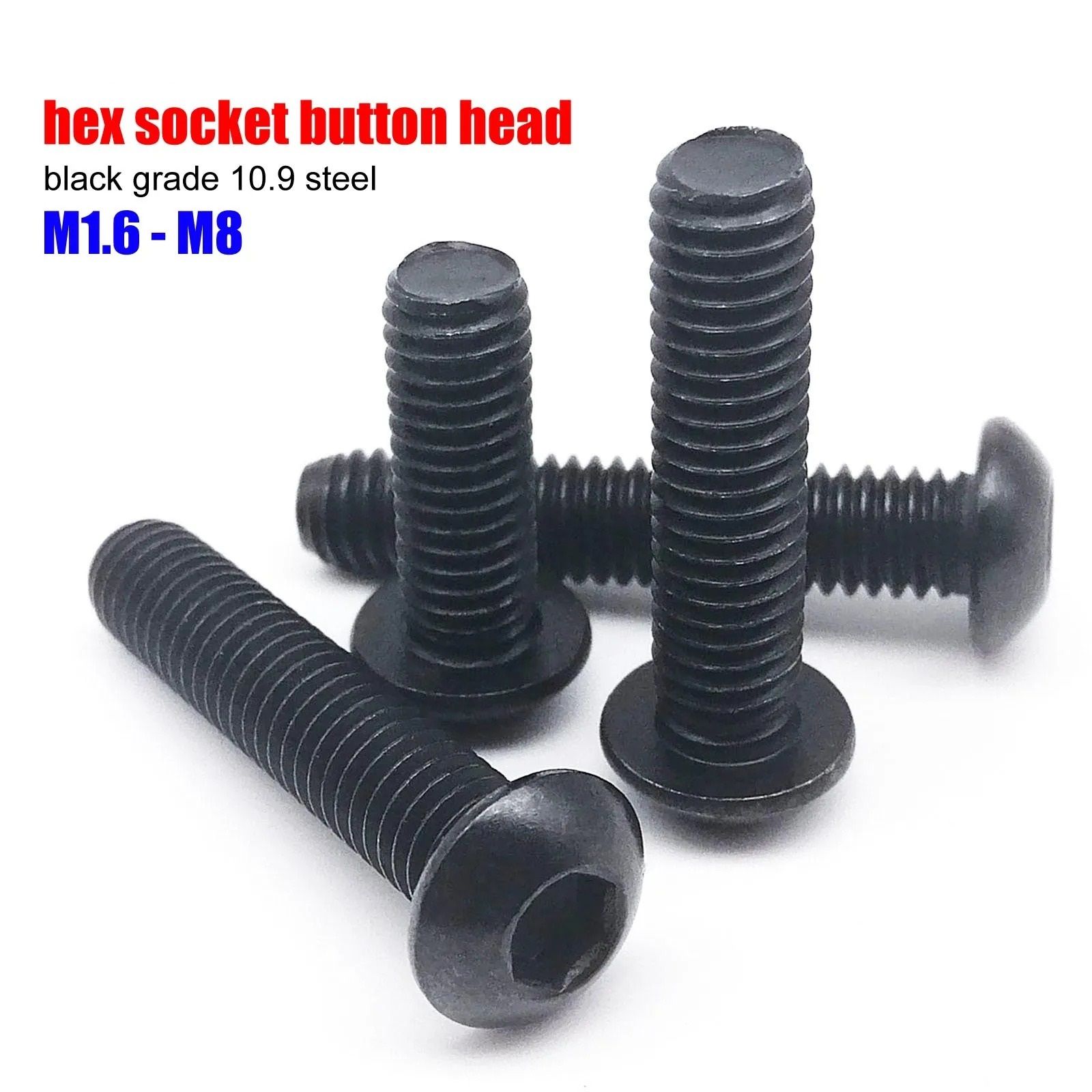 Forge Tech Grade 10.9 Carbon Steel Button Head Series m3 (50pcs) 0.866 In