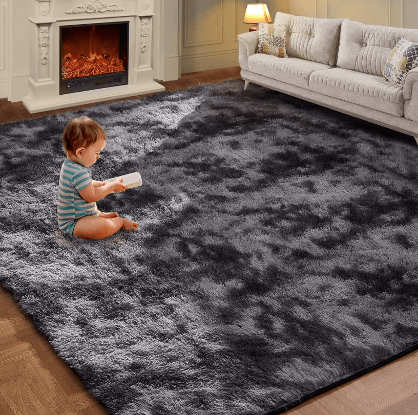 Tie Dye Plush Rug Soft Non Slip Floor Mat For Living Room, Bedroom, And Kids rainbow 98.4 74.8 In