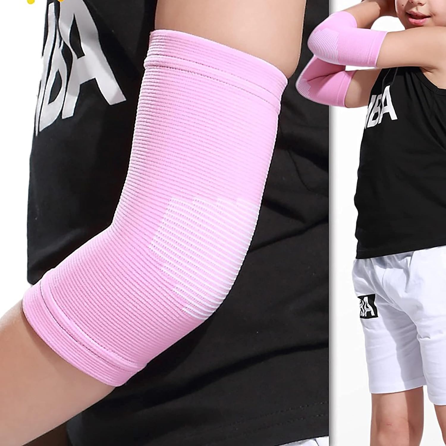 Kids Compression Arm Guard, Elbow Pads For Cycling, Basketball & Volleyball Protection pink elbow s