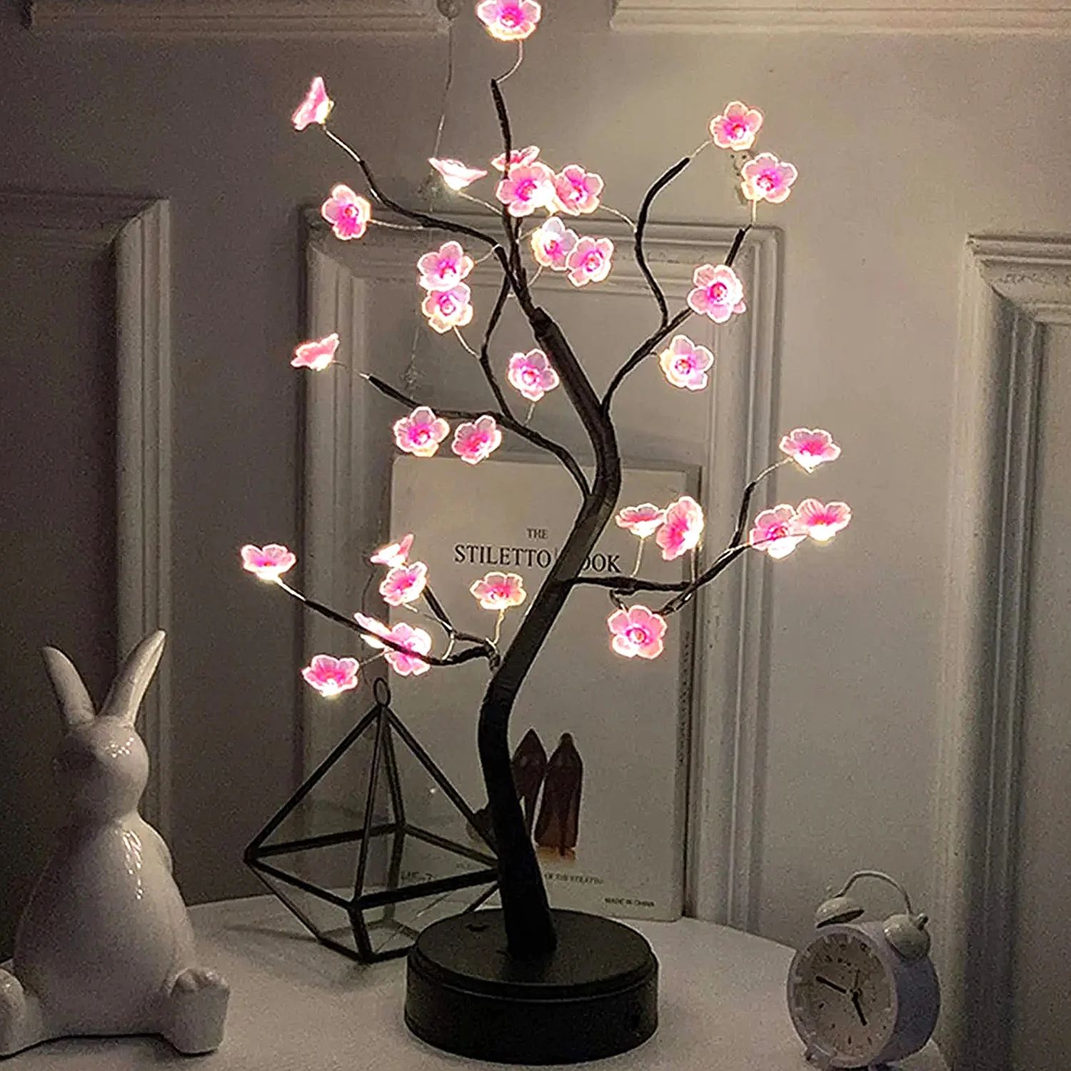 Cherry Blossom Bonsai LED Tree Lamp Touch Switch USB Or Battery Powered Table Decor Light ball