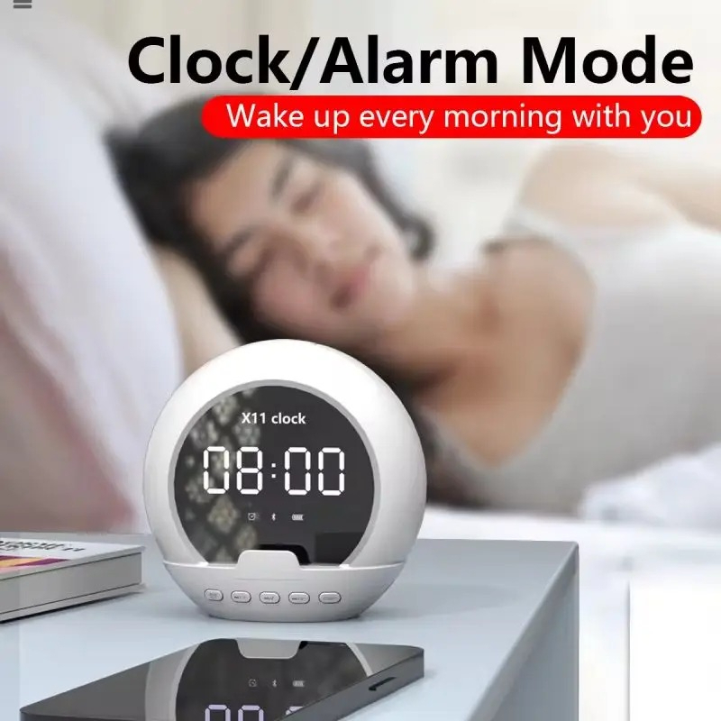 Wireless Speaker And Alarm Clock, Multifunctional Digital Music Device For Home, Travel, And Sports, Small Size white