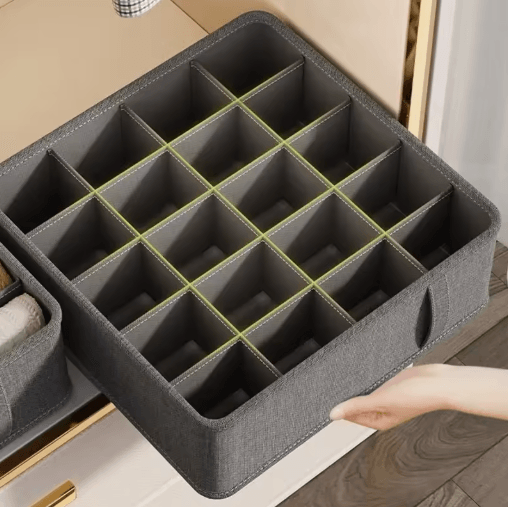 Underwear Drawer Organizer Multi Compartment Wardrobe Storage Box For Socks & Lingerie white 20 Grids