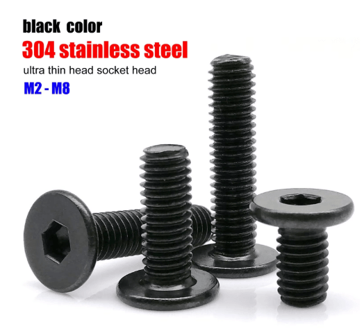 Ultra Thin Stainless Steel Hex Socket Screws Black 304 Wafer Head Bolts M2 M8 m3 50pcs 30mm