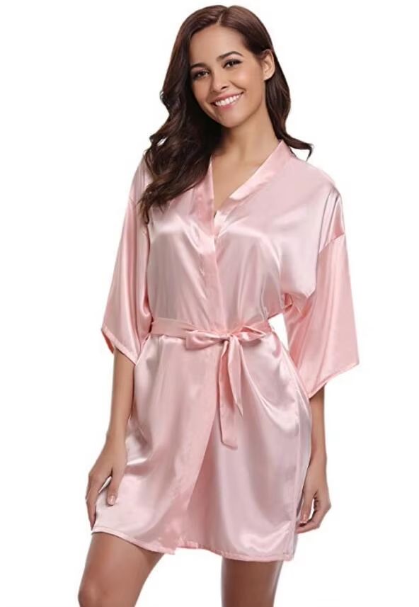Silk Satin Kimono Robe For Women Navy Blue Bridesmaid & Dressing Gown lake Blue s