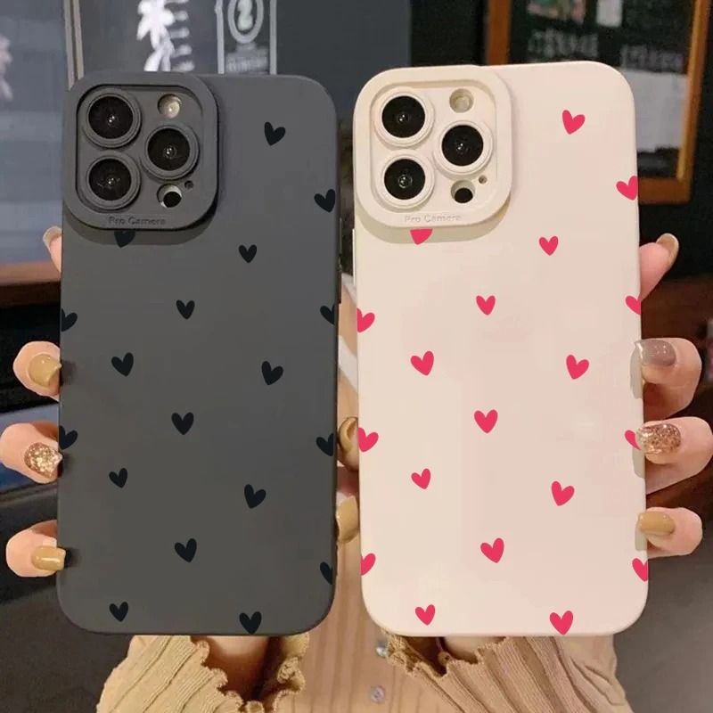 Black Love Heart Shockproof Silicone Phone Case 4 for Iphone 16e