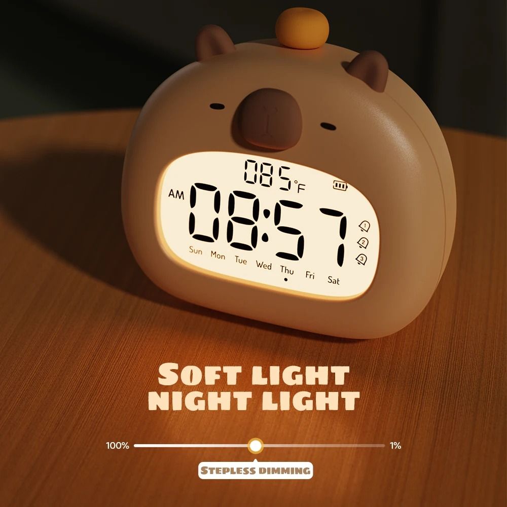 Cute Capybara Bedside LED Kids Alarm Clock axolotl