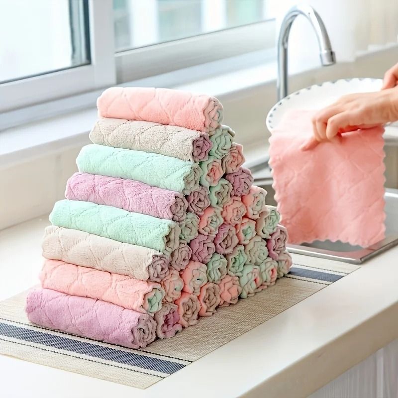 Double Sided Microfiber Dish Cloth Set Reusable Kitchen Cleaning Towels For Dishes And Surfaces Double Sided Microfiber Dish Cloth Set Reusable Kitchen Cleaning Towels For Dishes And Surfaces