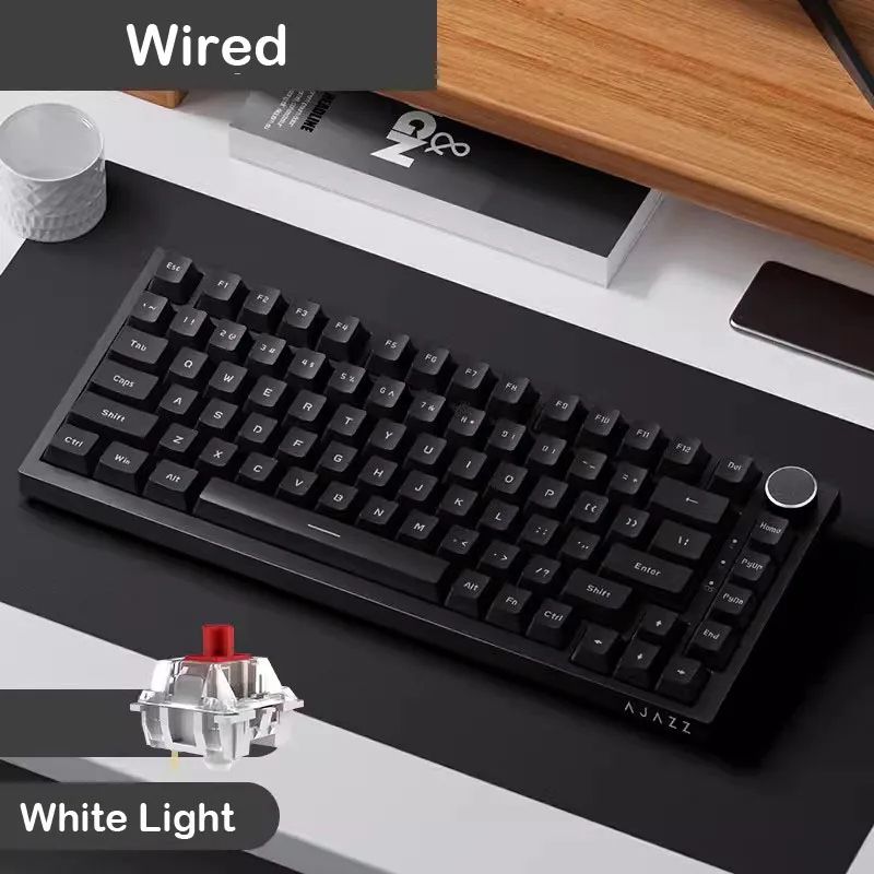 AJAZZ AK820 70% Hot Swappable Mechanical Keyboard With RGB & Tri Mode Wireless ak820pro Gift Gray