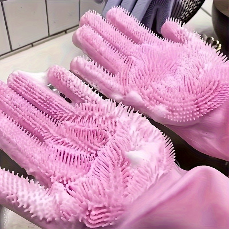 Silicone Dishwashing Gloves, Multifunctional Household Gloves, Heat Insulation Magic Gloves For Kitchen Cleaning blue