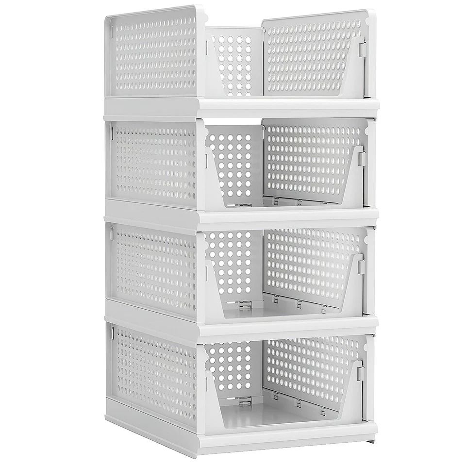 Foldable Closet Organizers Bins, Plastic Storage Basket, Stackable Drawer Storage Boxes Foldable Closet Organizers Bins, Plastic Storage Basket, Stackable Drawer Storage Boxes