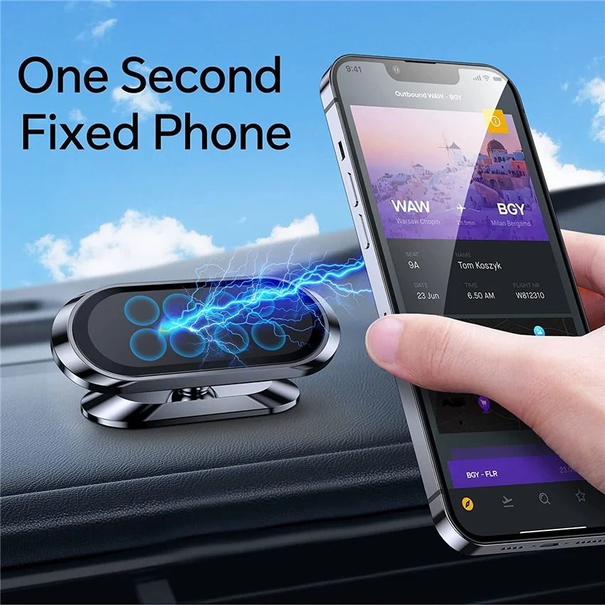 Rotatable Magnetic Car Phone Holder Stand For Smartphones And GPS black