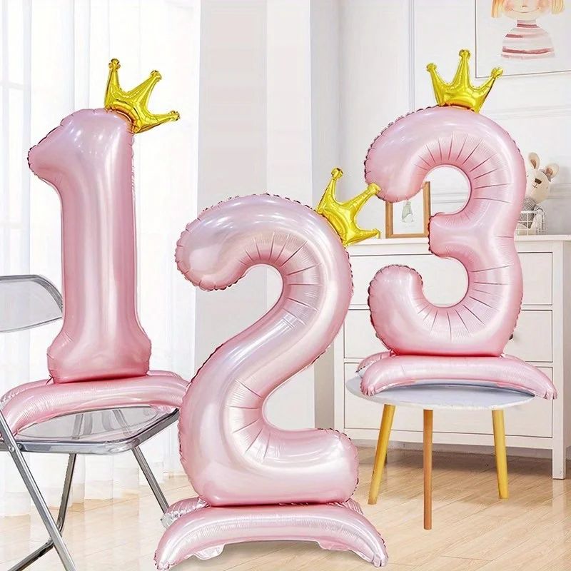 42 Inch Princess Crown Number Balloon Pink Foil Birthday Party Decor 9