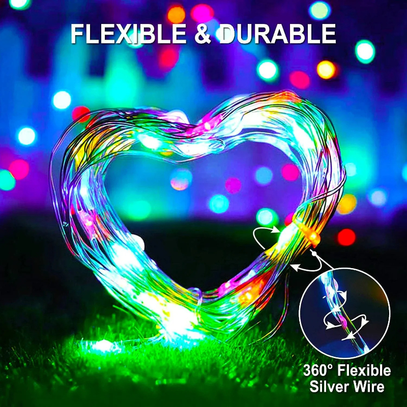 Solar String Lights Outdoor Waterproof Copper Wire Fairy Lights For Wedding, Party, And Christmas Decoration 7m 50leds