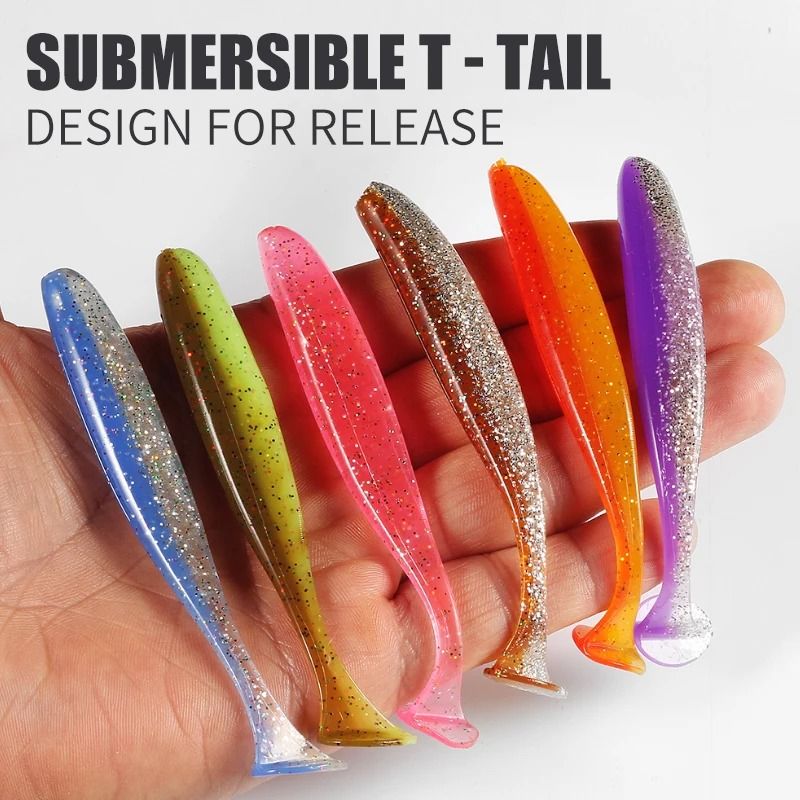 Hydrodynamic T Tail Soft Fishing Lures s 16pcs 2.95in