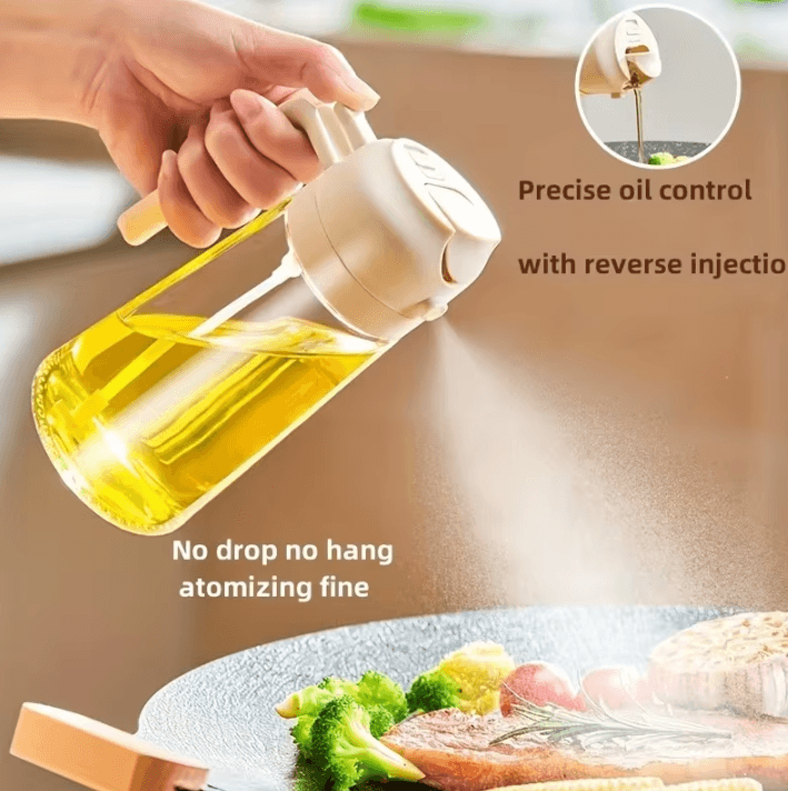 Dual Purpose Kitchen Oil Spray Bottle Leakproof Oil Can For Cooking And Household Use yellow Glass