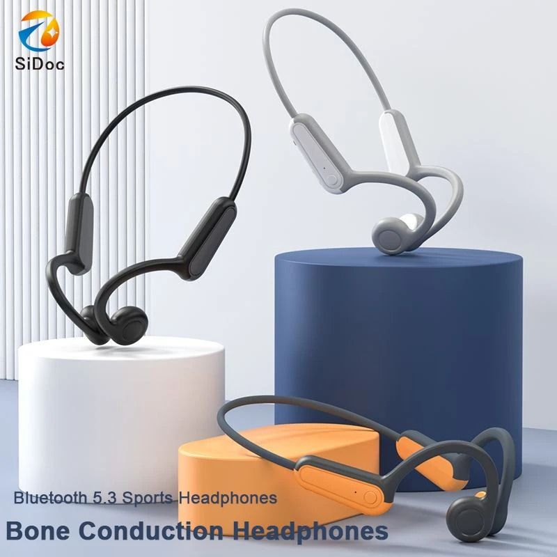 Wireless Bone Conduction Headphones Bluetooth 5.3 Open Ear Sports Earphones With Ear Hook Design b8 Orange Gray