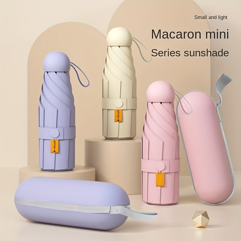 Portable Mini Travel Umbrella, 6 rib Ultra light Capsule, Compact Manual Sun And Rain Cover green