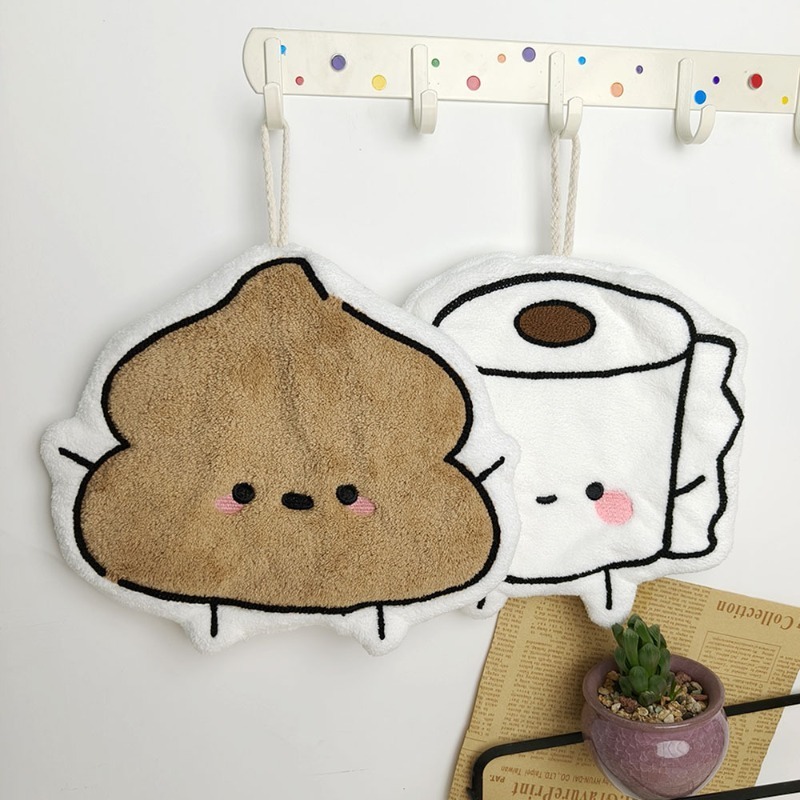 Cartoon Coral Fleece Hanging Hand Towel Super Absorbent b