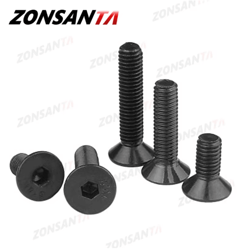 ZONSANTA Countersunk Hex Socket Screws DIN7991 Black Carbon Steel Flat Head Bolts (M2M6) m2.5 X 50pieces 25mm