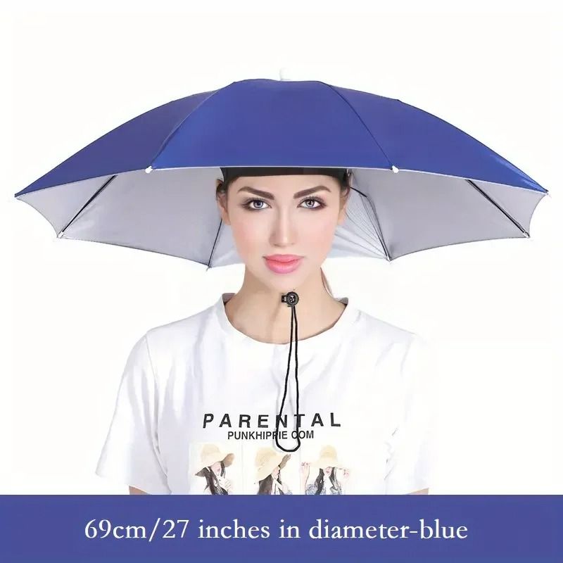 Lightweight Wearable Sun Umbrella Hat sky Blue
