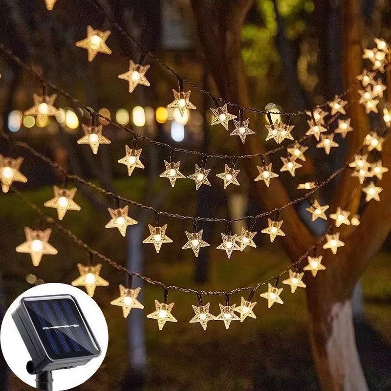 Solar Star String Lights Outdoor Weatherproof 5m 7m 12m Fairy Lights For Christmas And Garden Decor white 16.40ft 20 Led