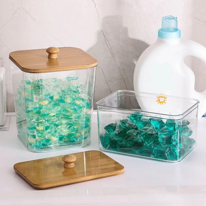 Aesthetic Bamboo Lid Storage Collection Decorative Laundry & Desktop Organizer s