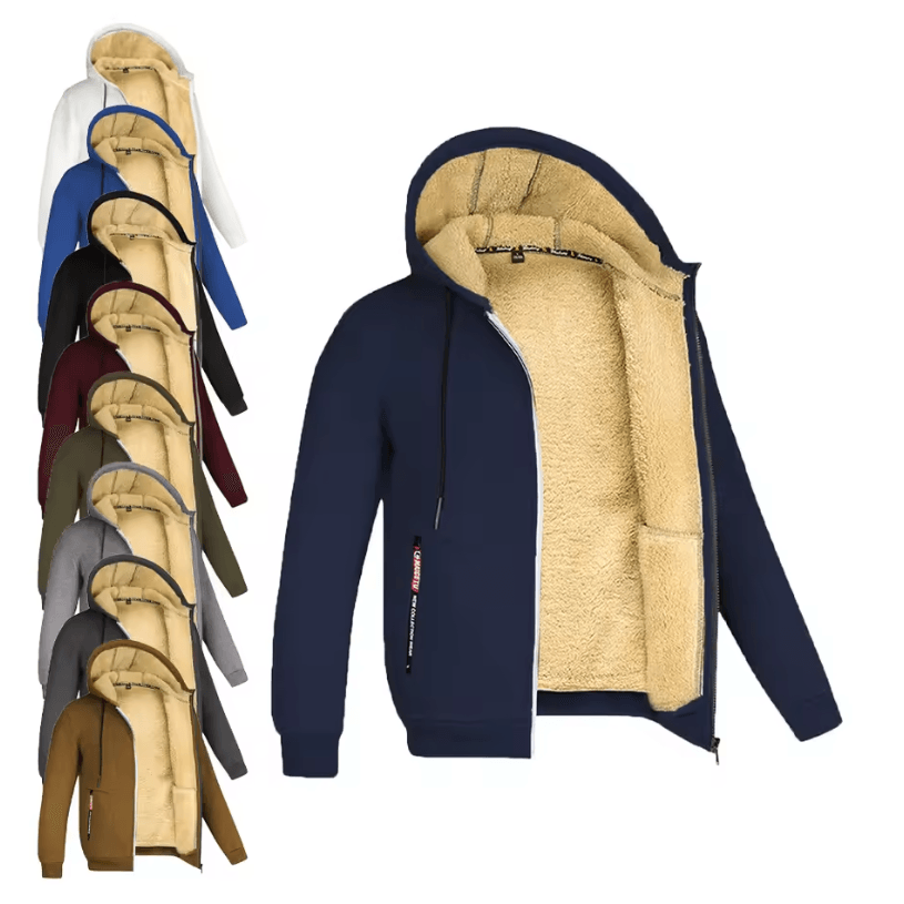 Mens Full Zip Fleece Hoodie Casual Outdoor Sports And Streetwear Jacket royal Blue xl