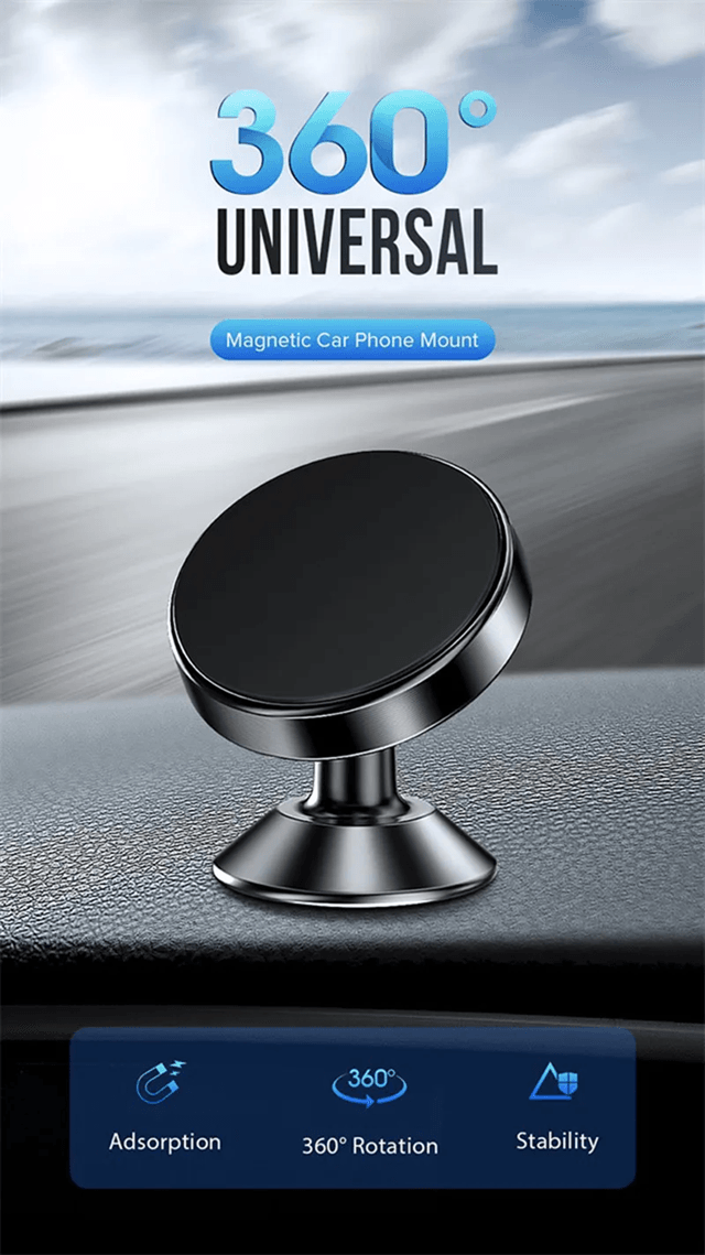 Magnetic Car Phone Holder Dashboard Mount For Smartphones gold rotate