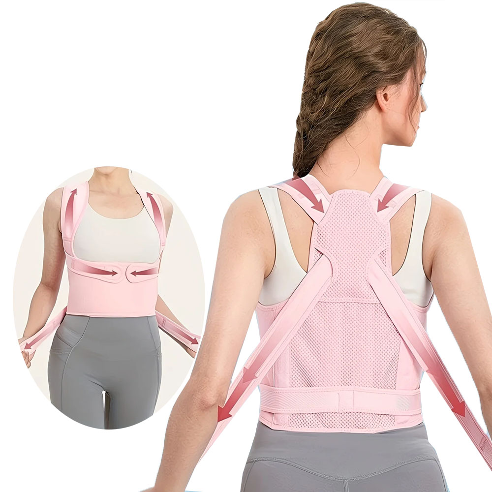 Adjustable Back Support Posture Corrector For Women And Men Upper & Lower Back Pain Relief pink s