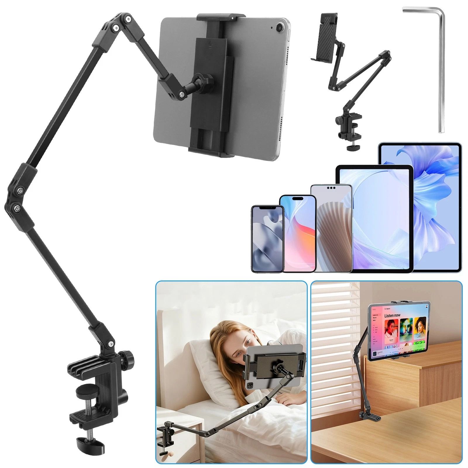 Universal Tablet Holder For IPad, Samsung Galaxy Tab, Surface Pro Adjustable Desk Stand, Rotation, Portable Universal Tablet Holder For IPad, Samsung Galaxy Tab, Surface Pro Adjustable Desk Stand, Rotation, Portable