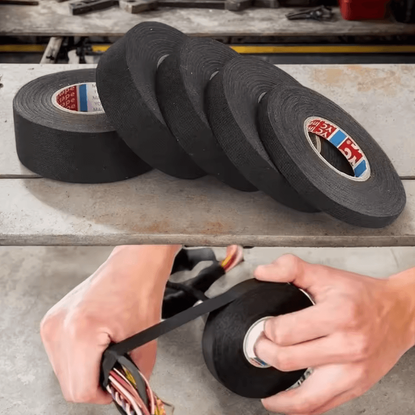 Motorcycle Cable Harness Heat Resistant Fabric Tape For Wiring Protection (9 15 19 25MM) 15meter By 9cm Width