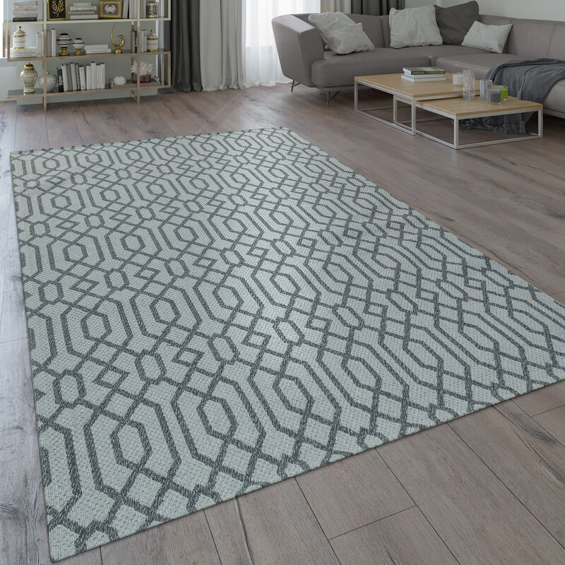 Paco Home Moderno Tappeto Dal Tessuto Piatto Con Motivo Intessuto Con Look Geometrico Scandinavo, In Grigio 160x220 Cm