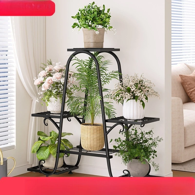 Blumenregal für den Innenbereich, mehrschichtig, für den Haushalt, Balkon, Pflanzenpräsentation, dekorativer Rahmen, schmiedeeisernes Wohnzimmer, vom Boden bis zur Decke reichender Dill Image