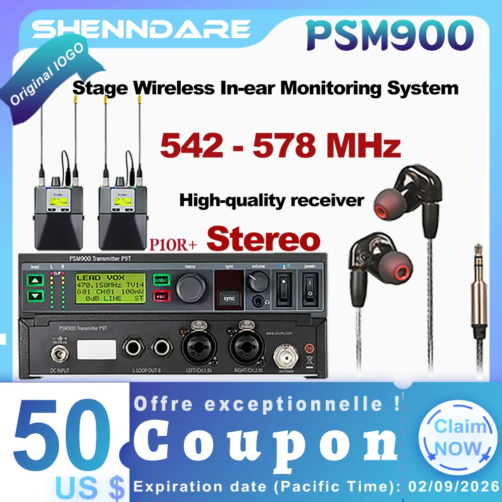 PSM900 Professionelles Drahtloses In Ear Monitoring System UHF Stereo Sender Empfänger Bodypack Für Bühne Performance Studio Kirche Band Audio Image