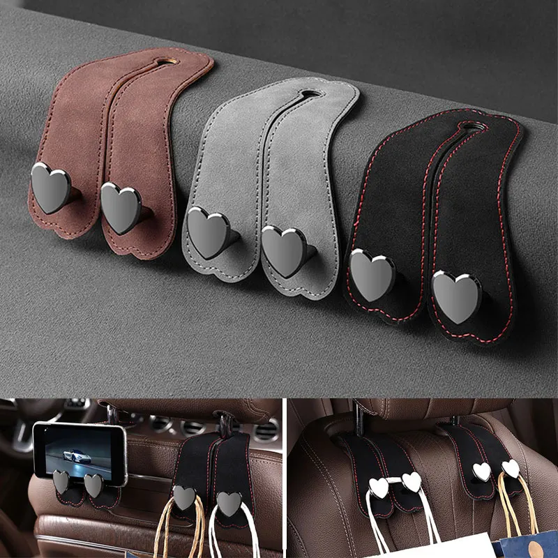 Herzförmiger Autositz-Kopfstützenhaken, vielseitig einsetzbar, Aufbewahrung für Auto-Rücksitz, Organizer, Aufhänger, Aufbewahrung für Handtasche, Geldbörse, Taschen, Kleidung Image