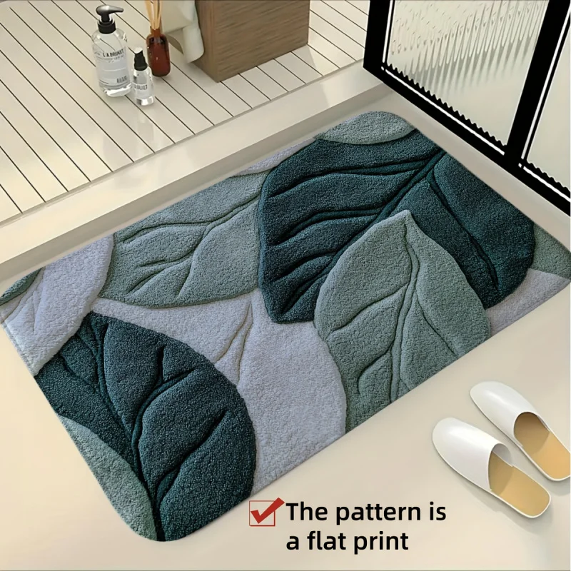 Tapis de sol de salle de bain en feuille verte de style nordique VIKAMA, tapis antidérapant à séchage rapide pour salle de bain, tapis absorbant pour porte de salle de bain