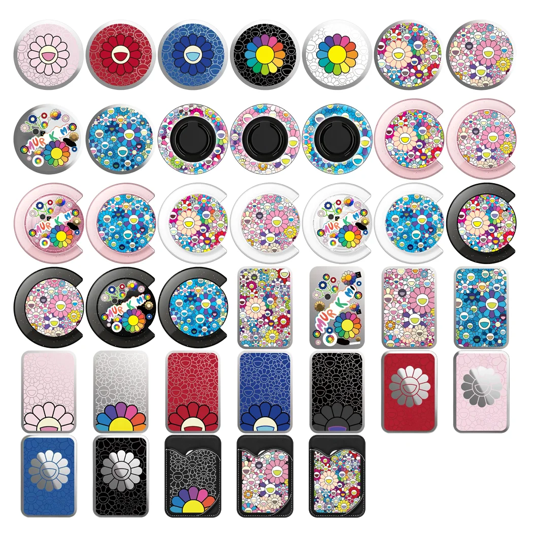 Support de téléphone magnétique avec motif de graffiti floral, support de téléphone, porte-carte pour iPhone, support de montage pour accessoires de téléphone portable Galaxy