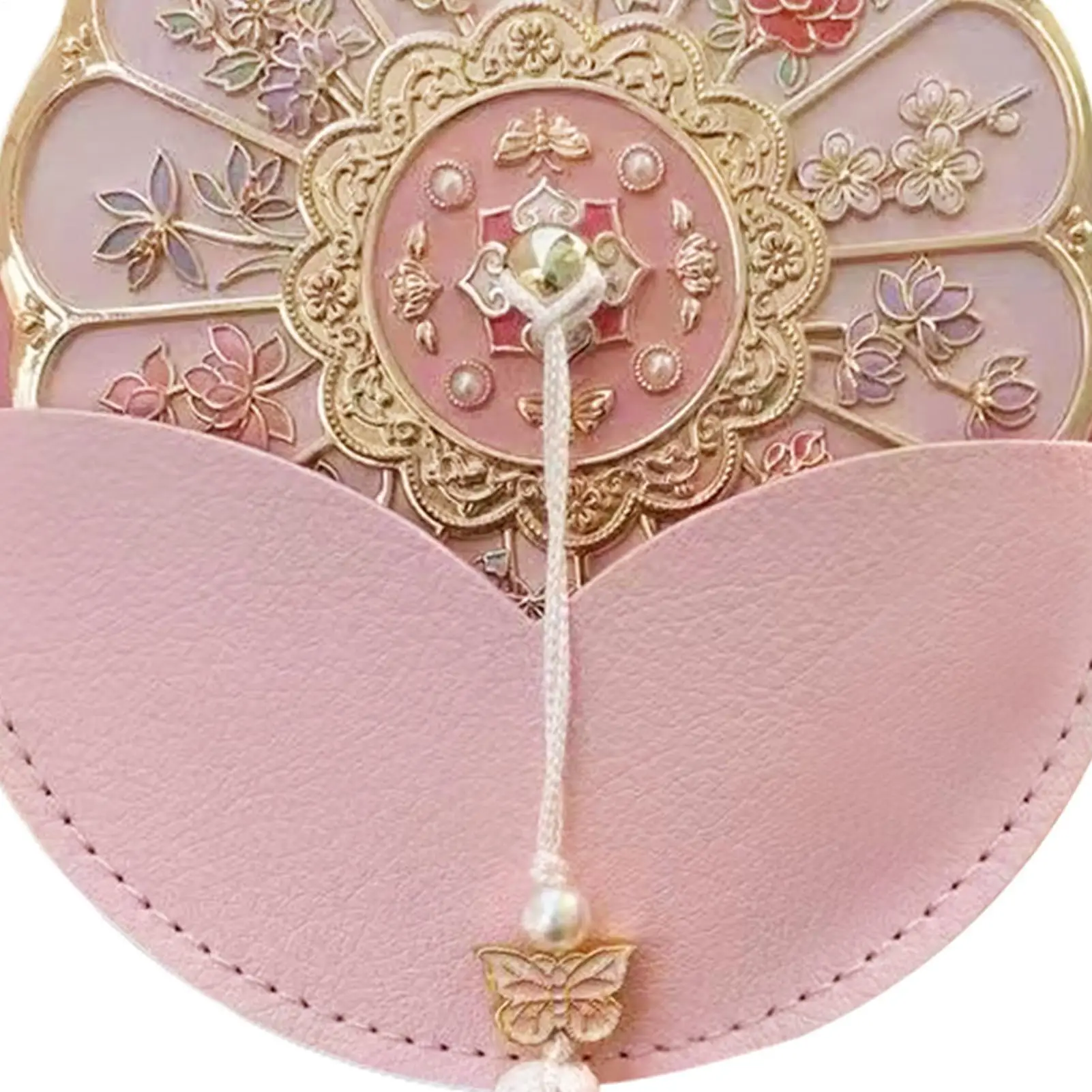 Blumenmuster Tragbarer Kompaktspiegel Schminkspiegel mit Ständer für Frauen Mädchen Reise Büro Schreibtisch Tragbarer Schminkspiegel Image