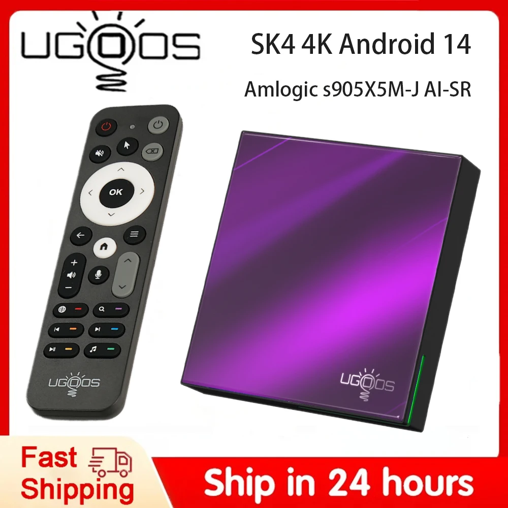 UGOOS SK4 Amlogic S905X5M-J Smart TV BOX Android 14 BT5.4 LPDDR4 4G 64G AI-SR AV1 HDR 10+ Set-Top-Box unterstützt Dolby Dolby Audio Image