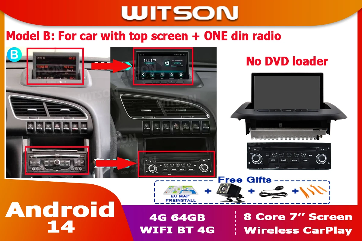 7 "Android Auto Radio CarPlay Für PEUGEOT 3008 5008 2009-2016 Auto EINHEIT Multimedia Stereo GPS Media Player WIFI Bluetooth RDS FM Image