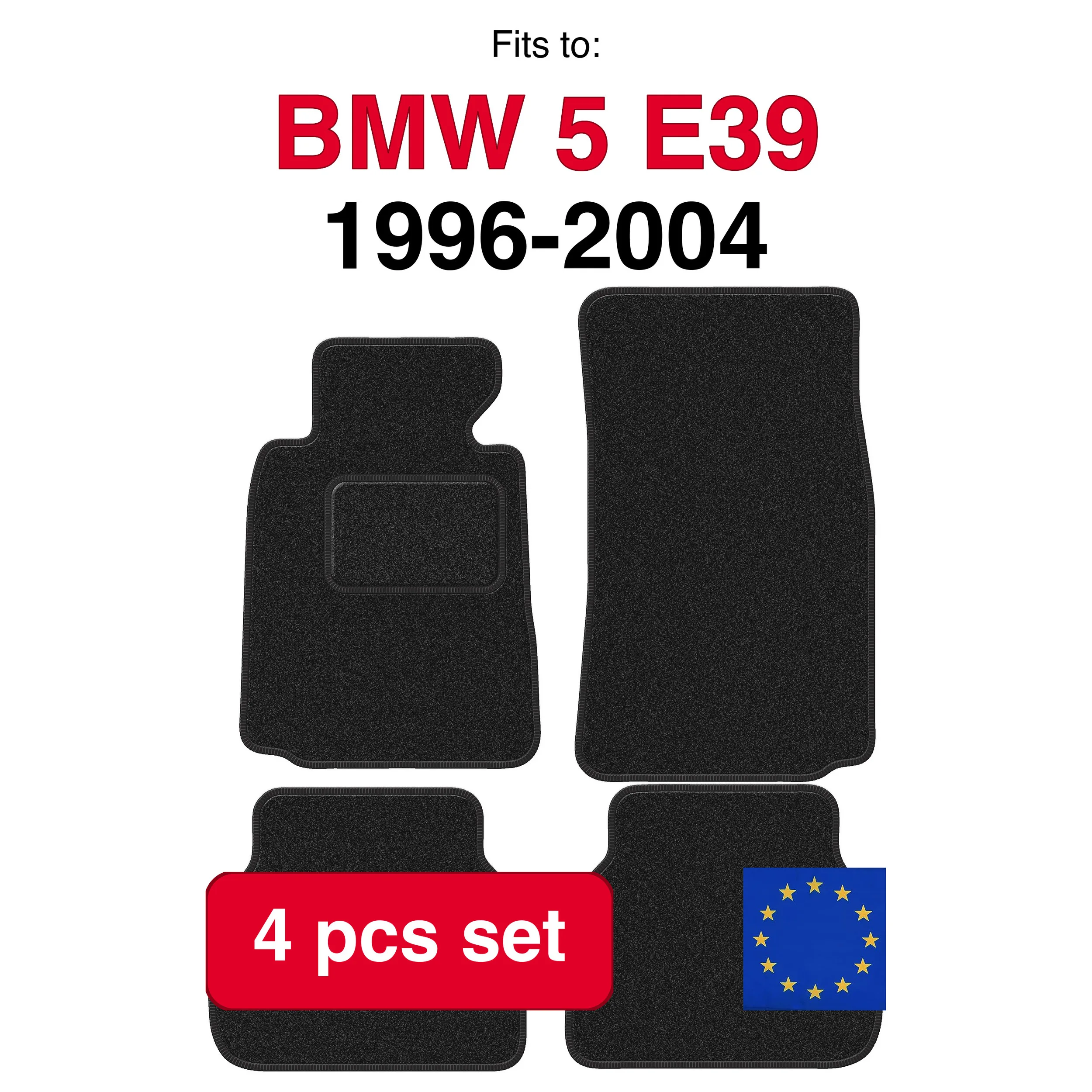 Tapis de voiture en velours ANTHRA pour BMW 5 E39 berline, break, touring (1996-2004) - anthracite (4 pièces) - ensemble de tapis de voiture sur mesure