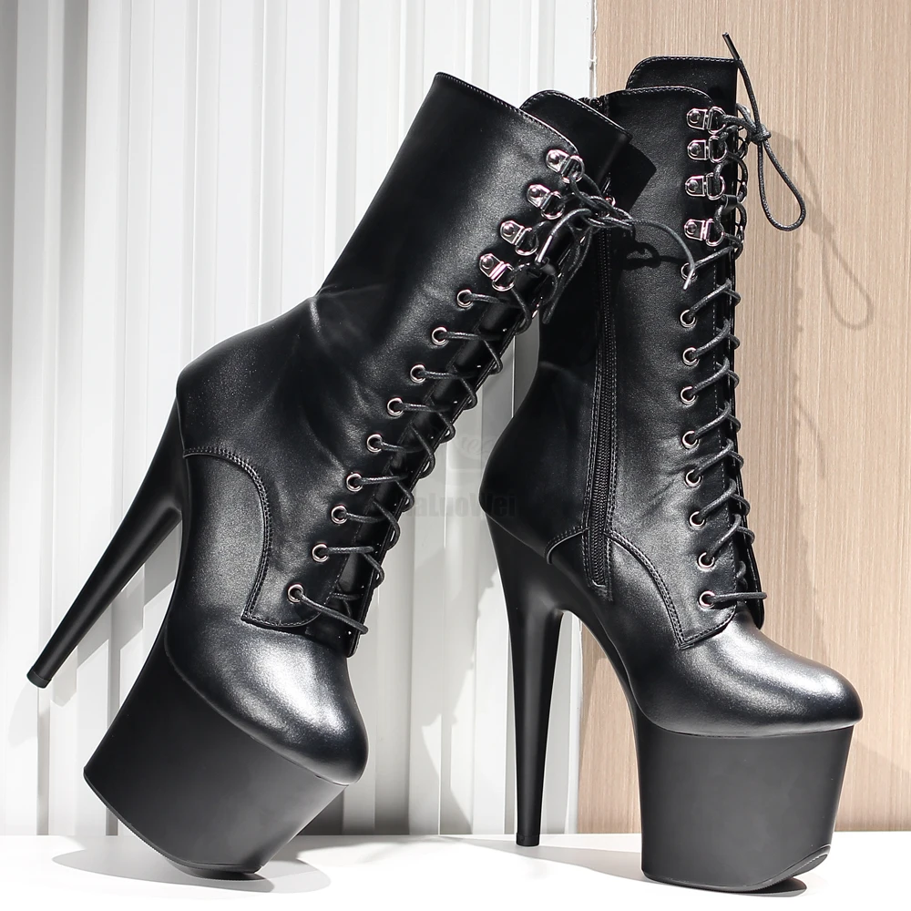 7-Zoll-Stiletto-High-Heel-Schnürstiefel mit Plateauabsatz für Erwachsene, Damen-Pole-Dance-Stiefel Image